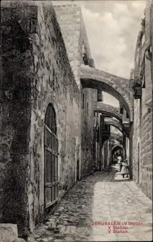 Ak Jerusalem Israel, Blick in die Gasse, Torbögen