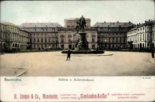 Ak Mannheim in Baden, Schloss, Kaiserdenkmal