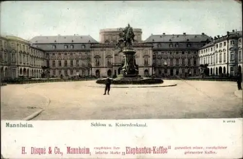 Ak Mannheim in Baden, Schloss, Kaiserdenkmal