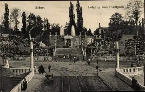 Ak Erfurt in Thüringen, Stadtpark, Brücke