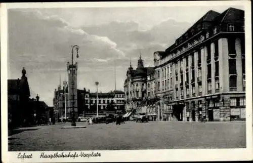 Ak Erfurt in Thüringen, Hauptbahnhofs-Vorplatz