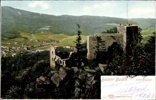 Ak Baden Baden, Altes Schloss, Panorama