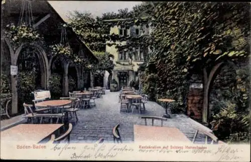 Ak Baden Baden Schwarzwald, Restauration auf Schloss Hohenbaden