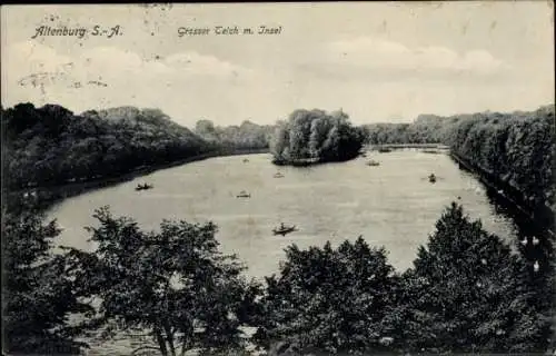 Ak Altenburg in Thüringen, Großer Teich, Insel