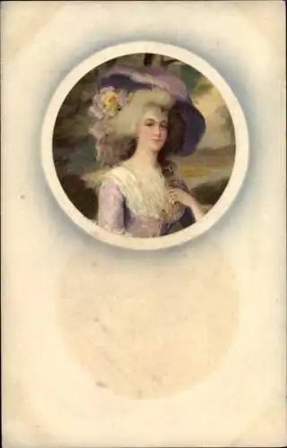 Präge Ak Portrait einer eleganten Dame mit Hut