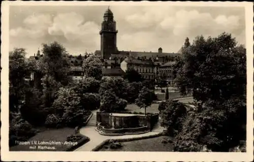 Ak Plauen im Vogtland, Lohmühlen-Anlage, Rathaus