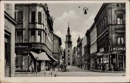 Ak Forst Niederlausitz, Cottbusser Straße, Stadtkirche, Geschäft J. Neumann, Frankfurter Straße