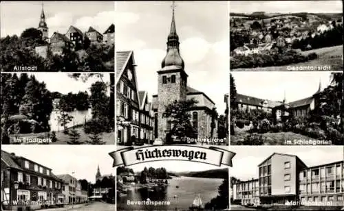 Ak Hückeswagen im Oberbergischen Kreis, Stadtpark, Altstadt, Pauluskirche, Gesamtansicht