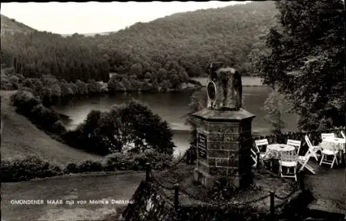 Ak Gemünden Daun in der Eifel, Gemündener Maar, von Moltke Denkmal, Blick vom Waldcafe