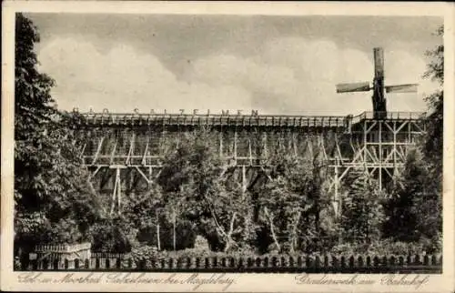 Ak Salzelmen Schönebeck an der Elbe, Gradierwerk am Bahnhof