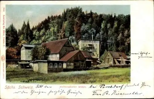 Ak Waltersdorf Bad Schandau, Waltersdorfer Mühle, Wald, Sächsische Schweiz