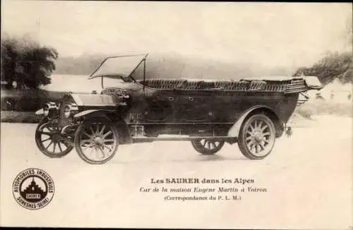 Ak Les Saurer in den Alpen, Auto von Eugene Martin in Voiron