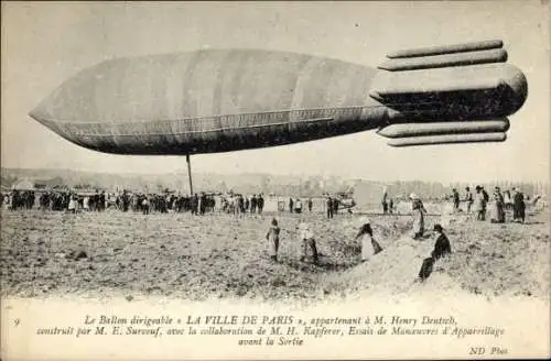 Ak Der lenkbare Ballon Die Stadt Paris, Herr Henry Deutsch