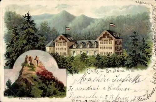 Litho Soultz Sulz Elsass Haut Rhin, Hotel St Anna, Freundstein