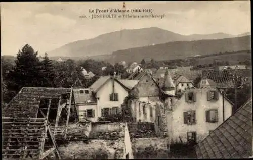 Ak Jungholtz Jungholz Elsass Haut Rhin, Hartmannsweilerkopf, Kriegszerstörung 1. WK