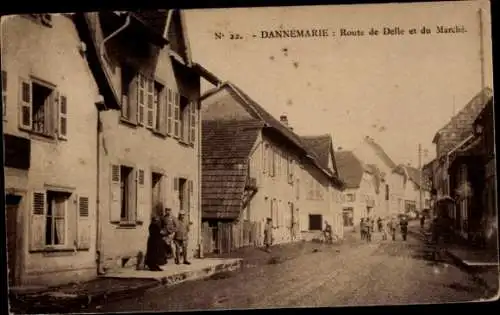 Ak Dannemarie Dammerkirch Elsass Haut Rhin, Route de Delle et du Marché