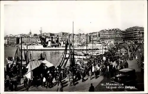 Ak Marseille Bouches du Rhône, Le quai des Belges