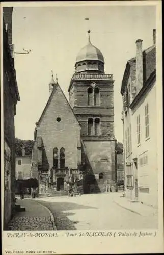 Ak Paray le Monial Saône et Loire, Tour St. Nicolas, Palais de Justice