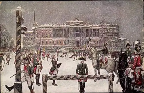 Künstler Ak Benois, A. N., Landes, Wachtparade z. Z. Pauls I., Winter