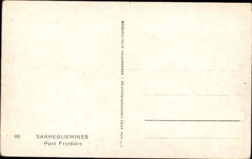 Ak Saargemünd Sarreguemines Lothringen Moselle, Pont Frontiere, Bahnstrecke, Eisenbahnbrücke