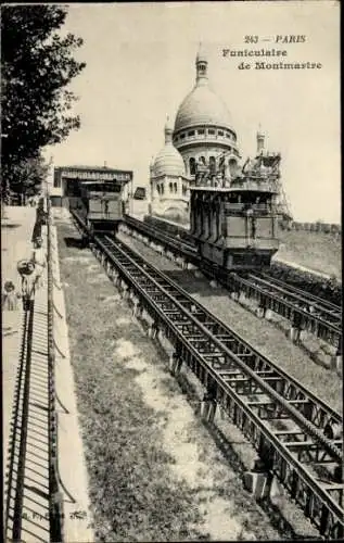 Ak Paris XVIII., Standseilbahn Montmartre