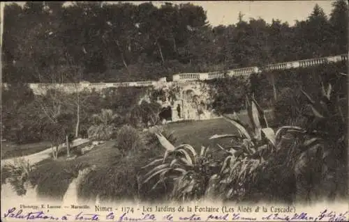 Ak Nîmes Gard, Les Jardins de la Fontaine