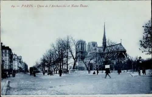 Ak Paris IV, Quai de l'Archeveche, Notre Dame