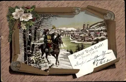 Passepartout Litho Trompeter von Säckingen, Behüt Dich Gott im Neuen Jahr