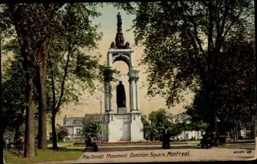 Ak Montreal Quebec Kanada, Dominion Square, MacDonald Monument
