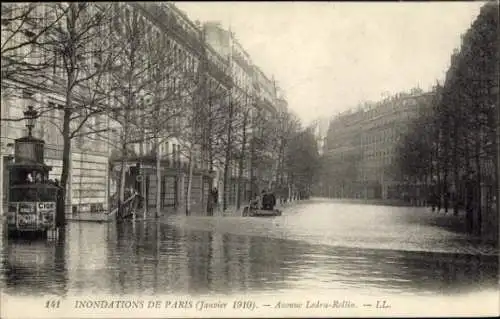 Ak Paris XII., Überschwemmung 1910, Avenue Ledru-Rollin