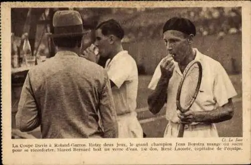 Ak Roland Garros, Davis Cup, Tennis, Spieler Jean Borotra, Marcel Bernard, Rene Lacoste