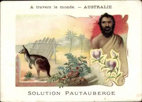 Litho Australien, Känguru, Reklame Solution Pautauberge