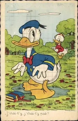Künstler Ak Walt Disney, Donald Duck, Neffe