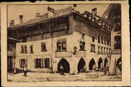 Künstler Ak Engel, W., Thun Kanton Bern Schweiz, Gasthaus