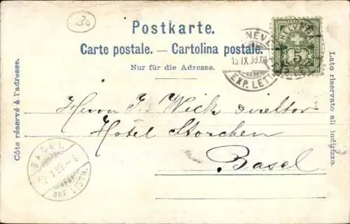 Litho Genf Stadt Schweiz, Mont Blanc, Gesamtansicht