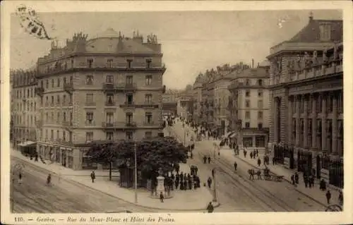 Ak Stadt Genf Schweiz, Rue du Mont-Blanc, Hotel des Postes
