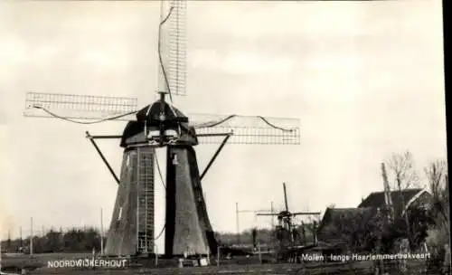 Ak Noordwijkerhout Noordwijk Südholland, Windmühlen, Haarlemmertrekvaart