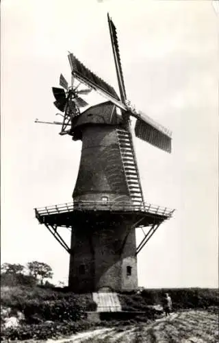 Ak Wedde Groningen Niederlande, Polder-Windmühle