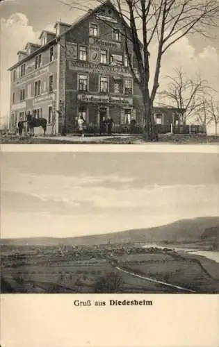 Ak Diedesheim Mosbach am Odenwald, Gasthof zur Eisenbahn, Panorama