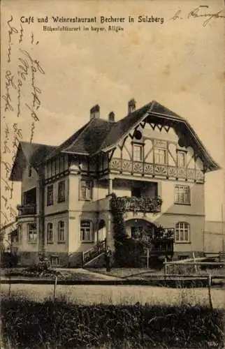 Ak Sulzberg im Oberallgäu, Cafe und Weinrestaurant Becherer