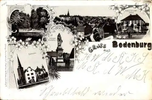 Litho Bodenburg Bad Salzdetfurth, Denkmal, Schloss, Administratorhaus, Schwanenhaus