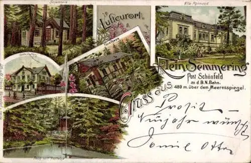 Litho Malý Semerink Klein Semmering Rybniště Teichstatt Region Aussig, Forsthaus, Villa