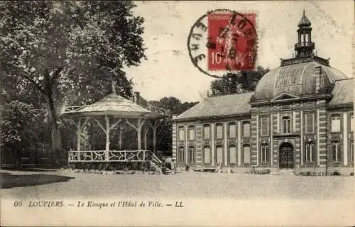 Ak La Louvière Wallonien Hennegau, Kiosk und Rathaus