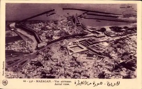 Ak El Jadida Mazagan Marokko, Blick auf den Ort, Fliegeraufnahme