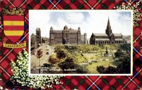 Passepartout Ak Glasgow Schottland, Cameron, Tartan und Kathedrale