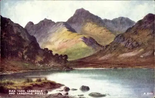 Künstler Ak Langdale Cumbria England, Blea Tarn, Langdale Pikes