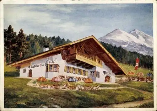 Künstler Ak Seefeld Zürich Stadt Schweiz, Café Seefelder Alm