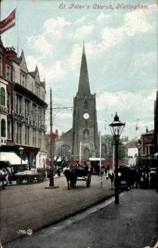 Ak Nottingham East Midlands England, St. Peter-Kirche