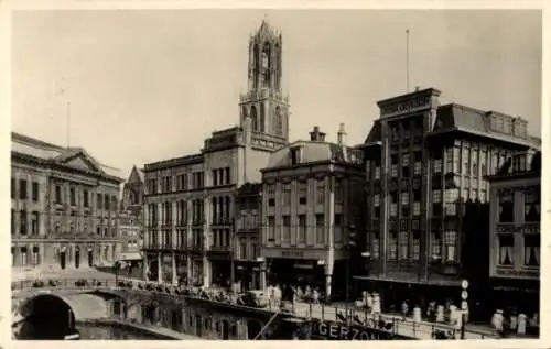 Ak Utrecht Niederlande, Oude Gracht, Stadthuis, Domtoren