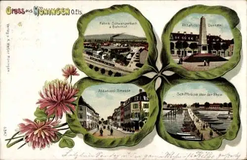 Kleeblatt Litho Huningue Hüningen Elsass Haut Rhin, Fabrik Schwarzenbach, Abbatucci Denkmal